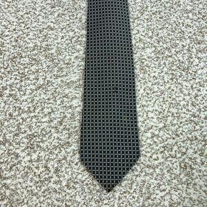 Christian Dior Tie Mens One Size Brown Blue Geometric Polyester Necktie Dress